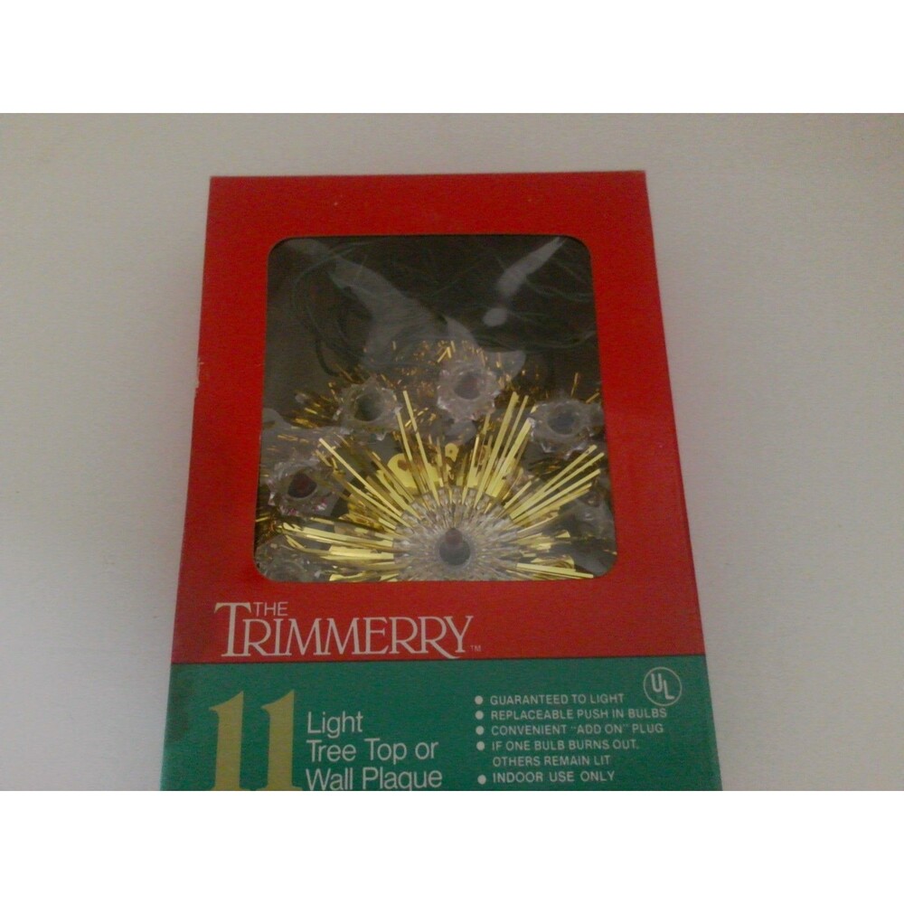 The Trimmerry  11 Lights Gold Tinsel Tree Top Star Vintage Christmas Ornament